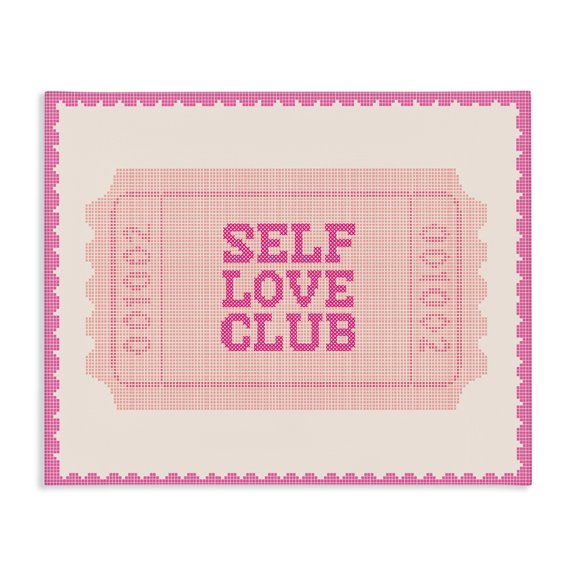 Stupell Industries Traditional Self Love Club Retro Ticket Canvas Art, 20 x 16, by Lil' Rue