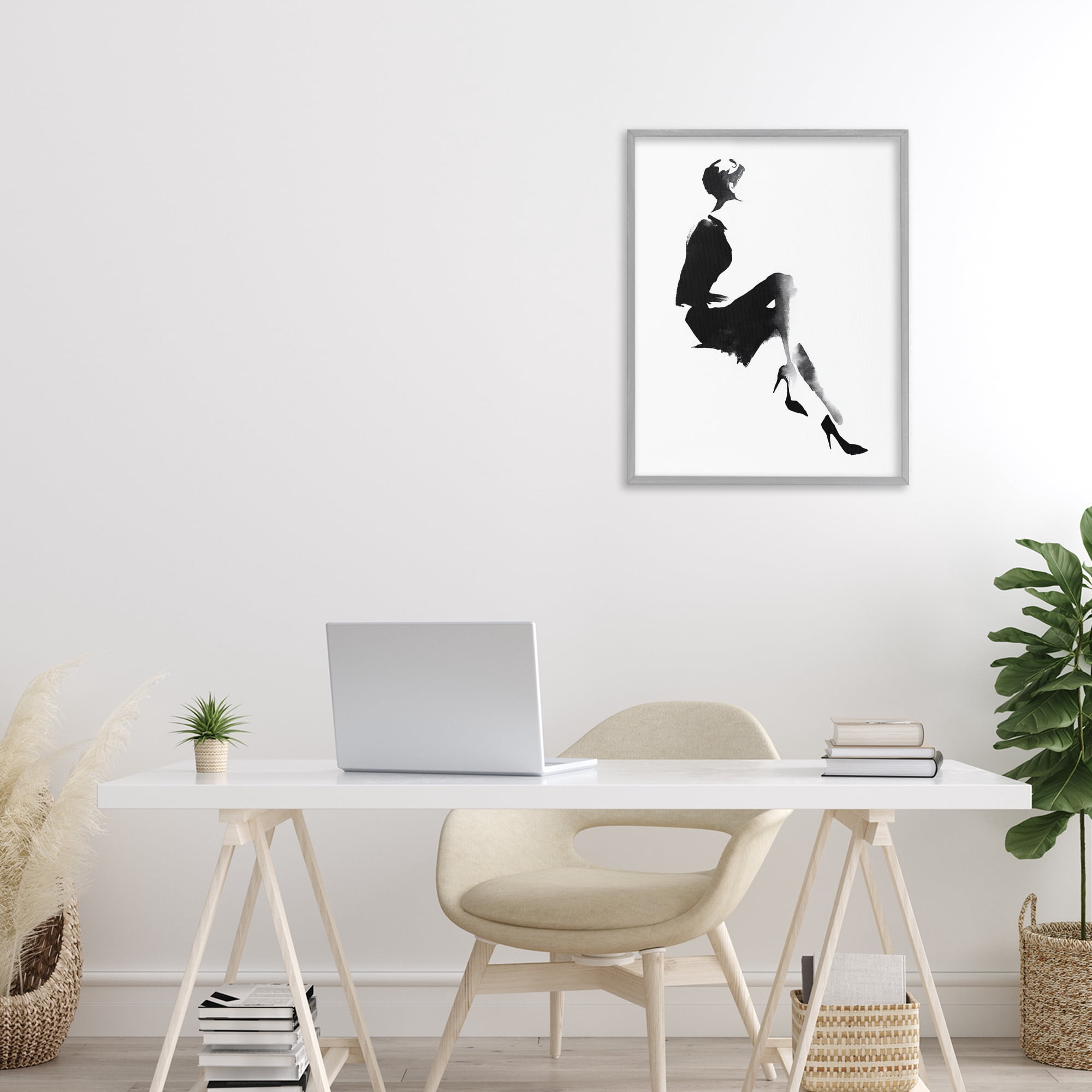Stupell Industries Chic Silhouette Noir Gray Framed Giclee Art, design by Svetlana Aleynikova