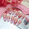 thumbnail image 2 of Punta francesa BMKKOT de Press on Nails en forma de corazón rosa con forma de corazón, 2 of 7