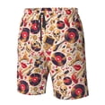 thumbnail image 4 of Salouo gold Skull Guitar record Pattern Swim Trunks for Men,Men's Hawaiian Bathing Suit Swimsuits Quick Dry Swimming Board Shorts Beach Shorts with Pockets-, 4 of 6