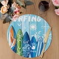 thumbnail image 3 of Blue Surfboard Round 13 Inch Placemats Set of 2, Summer Beach Tropical Coconut Tree Wooden HeatResistant Non Slip Place Mats for Dining Table, Wipeable Braided Kitchen Table Mats for Housewarming, 3 of 9