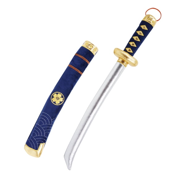 Lullaberry Blue Shadow Samurai Sword – Soft Plush Katana Toy with Sheath – Japanese Pretend Play Sword for Toddlers and Boys – Foam-Filled Safe Costume Prop with Shoulder Carry Strap