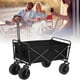 thumbnail image 5 of Carro plegable plegable para comestibles, carrito de compras al aire libre, carrito de camping con ruedas de 8 pulgadas, color negro con tablero de mesa, 5 of 12