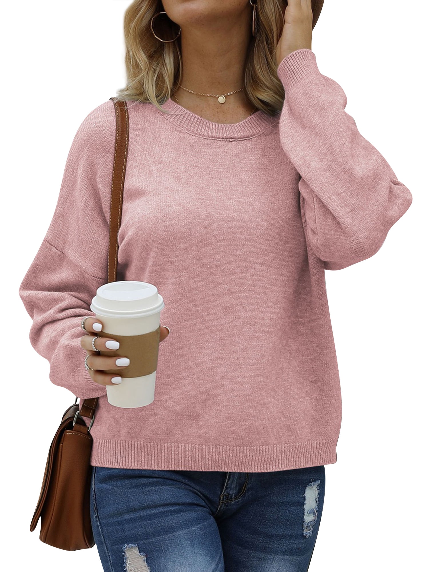 Women Solid Color Long Sleeve Knitted Top - Walmart.com