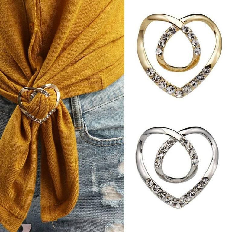 4 Pcs T-shirt Clips Silk Scarf Ring Clip Metal Scarf Clips Ring Women  Fashion Clothing Ring Wrap Holder Metal Round Circle Clip Buckle 