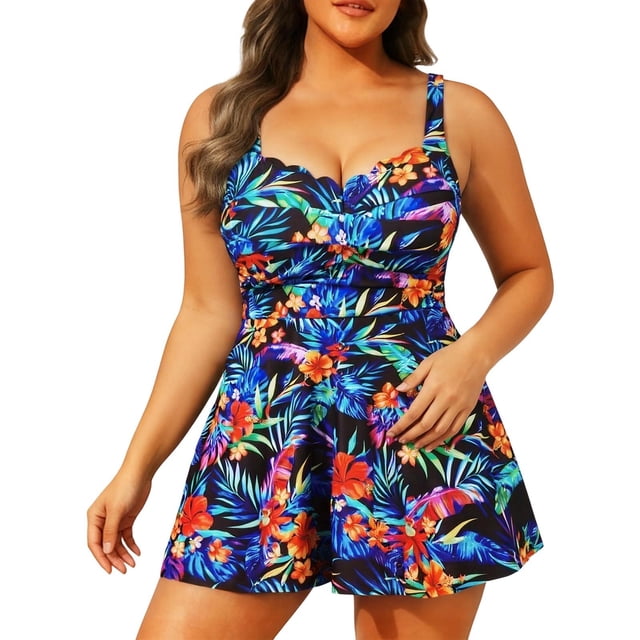 Xijirk Maillots de Bain pour Femmes Grande Taille Ensemble de Maillot de Bain Deux Pièces Haut de Tankini Confortable avec Short de Bain Assorti Maillots de Bain pour Femmes,4TG