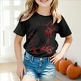thumbnail image 2 of CAUYDY Halloween Shirts for Kid Girls Boys Cute Embroidery Ghosts T-Shirt Spooky Season Tees Short Sleeve Top Fall Outfit(A02-Black,12-13 Y), 2 of 5