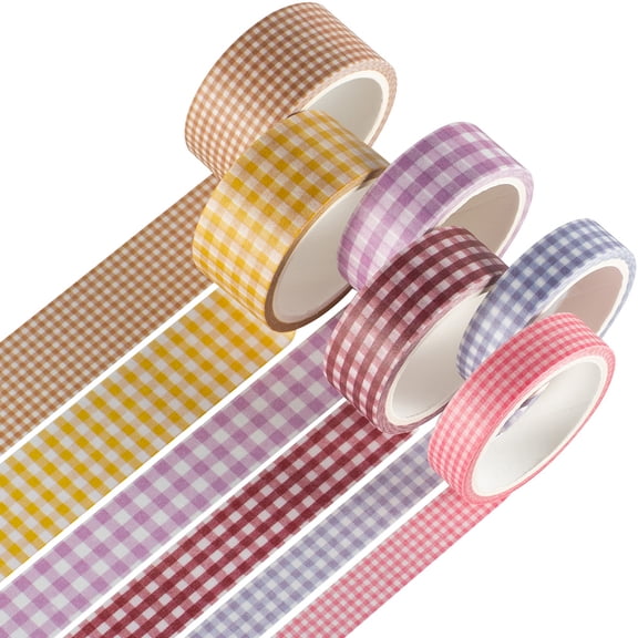 YUBX Plaid Washi Tape Set 6 Rolls Basic Grid Decorative Tapes