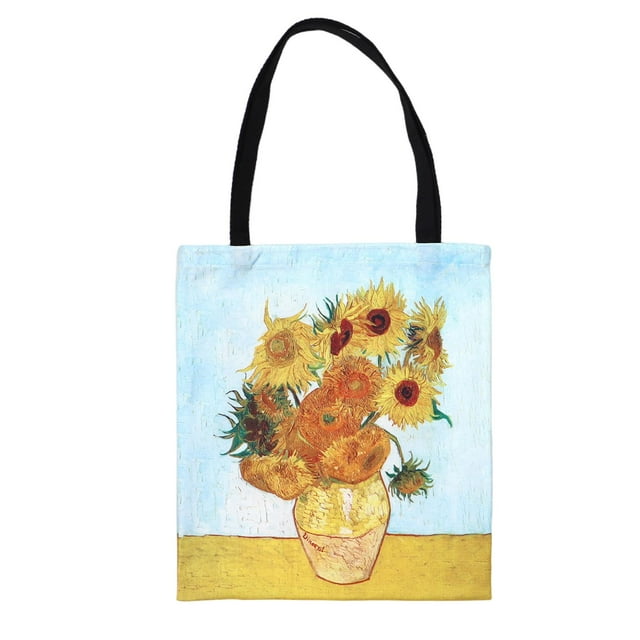 Bolso de lona BLESIY de hombro Clásico con estampado de pintura al óleo girasol