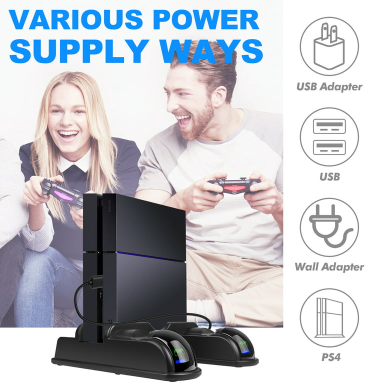 OIVO PS4 Stand Cooling Fan Station for Playstation 4/PS4 Slim/PS4 Pro with  Dual Controller EXT Port Charger Dock Station and 12 Game Slots