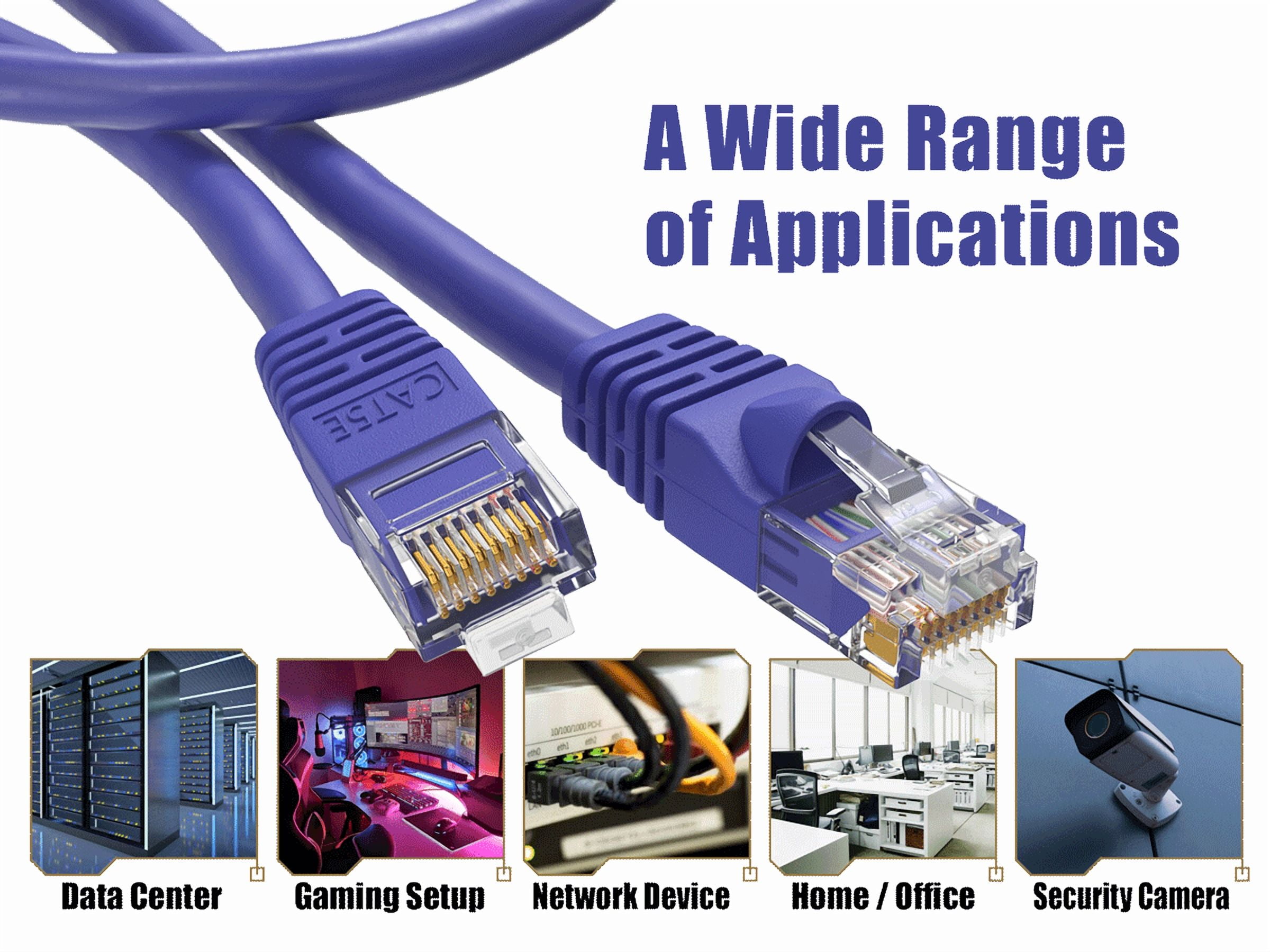Cable Leader 50ft Cat5e UTP Ethernet Network Patch Cable Snagless 24AWG Bare Copper, Purple
