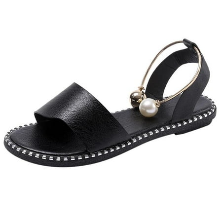 

WNVMWI Sandals Women Water Shoes for Women Beach Clearance Sandals for Women Black Shoes Slippers Flip Flops New Open Toe Sandals Flat Simple Casual Pearl Roman Women s Shoes Comfortable Plat Size 42