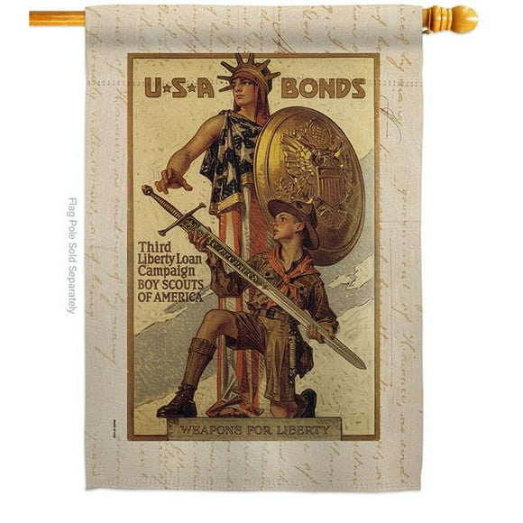 US Brotherhood H183000-BO 28 x 40 in. USA Bonds House Flag with Armed Forces Veterans Double-Sided Decorative Vertical Flags Decoration Banner Garden Yard Gift