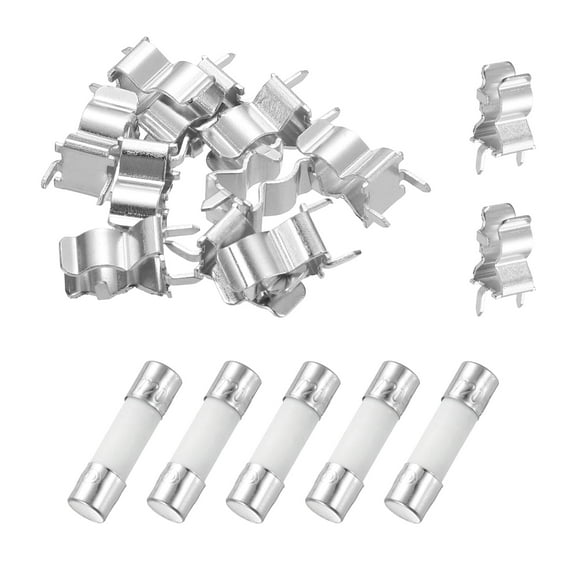 Uxcell 5pcs 20A 250V Slow Blow Ceramic Fuse, 20Amp Cartridge Time Delay Fuses 5x20mm with 10pcs Clips