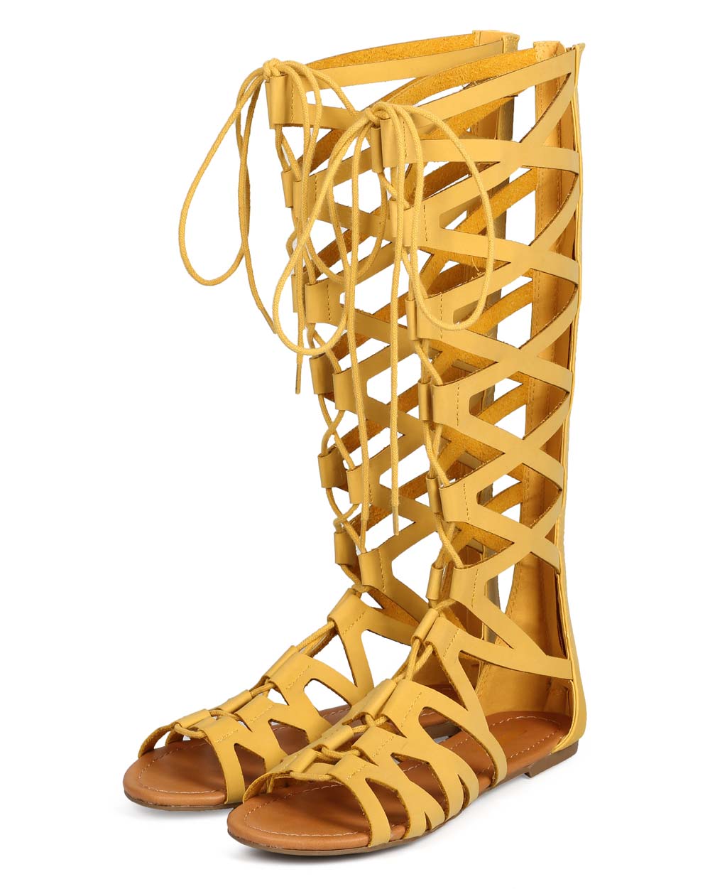 mustard gladiator sandals
