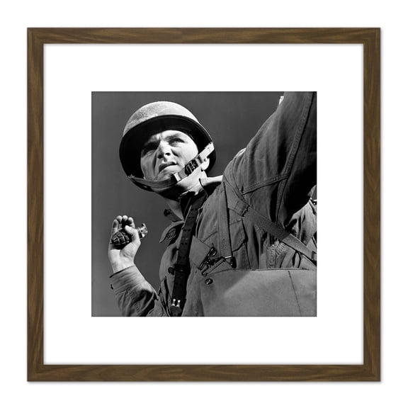 Palmer War WWII USA Grenade Thrower 1942 Photo 8X8 Inch Square Wooden Framed Wall Art Print Picture with Mount