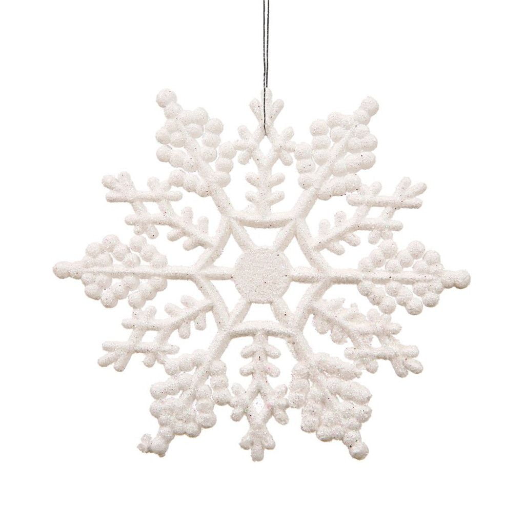 Badpiggies 4 inch Glitter Snowflake Christmas Ornaments, 12pcs Sparkly Snowflakes Hanging Crafts for Xmas Tree Decorations (White), Adult Unisex