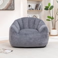 thumbnail image 2 of Gray Faux Fur Bean Bag Chair with Armrests - Large Adult Lazy Sofa | 41.4"D x 35"W | Memory Foam Filled | Living Room, Bedroom Reading Chair, 2 of 21