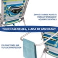 thumbnail image 6 of SUNSPIRE Backpack Beach Chairs for Adults Lightweight Aluminum 17in 5-Position Adjustable Reclining Folding with Cup Holder, Outdoor Blue Stripes, 6 of 9
