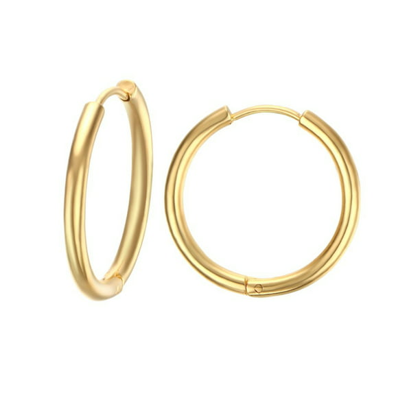 ISAACSONG - Women 14k Gold Endless Hoop Earrings, Gold Chunky Hoops ...