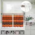 thumbnail image 5 of Kitchen Window Curtains Valance and Tier Set, Retro Orange Brown Beige Stripes Rod Pocket Tier Curtain Valance Set, Wood Grain Light Filtering Cafe Curtains for Bedroom Living Room, 5 of 9