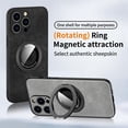 thumbnail image 7 of Magnetic for iPhone 14 Pro Case with Stand Compatible with MagSafe Authentic Sheep Bark Skin Ultra Thin 360° Rotation Bracket Anti-Scratch Mil-Grade Drop Protection Case, Grey, 7 of 7