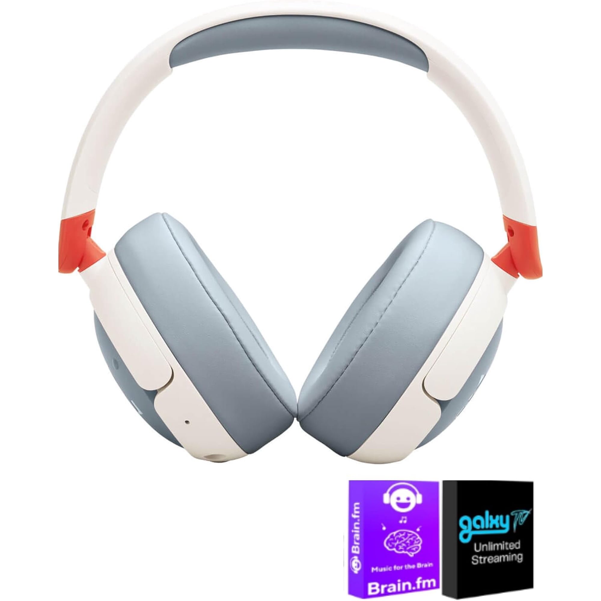 JBL Junior 470NC Kids Wireless Over Ear Noise Canceling Headphones White Bundle with AudioTrends Accessories, Bluetooth Headphones for Children, Safe Sound Technology, Built-in Microphone