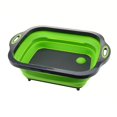 thumbnail image 1 of Escurridor de cocina plegable, tabla de cortar multifuncional plegable con escurridor, escurridor portátil para verduras, frutas y platos, organizador de almacenamiento., 1 of 7