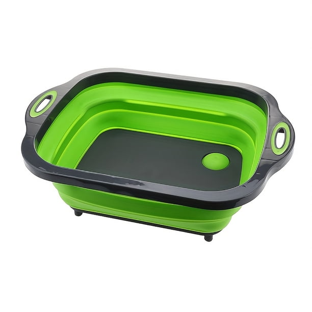 Escurridor de cocina plegable, tabla de cortar multifuncional plegable con escurridor, escurridor portátil para verduras, frutas y platos, organizador de almacenamiento.
