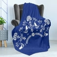 thumbnail image 4 of Polish Soft Flannel Fleece Blanket, Scandinavian Folk Pattern with Birds and Flowers Cultural Design Orient, Cozy Plush for Indoor and Outdoor Use, 60" x 80", Cobalt Blue and White, by Ambesonne, 4 of 5