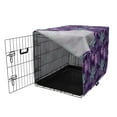thumbnail image 3 of Tropical Dog Crate Cover, Exotic Jungle Leaves Monstera Fan Palm Banana Island Coconut Tree Pattern, Easy to Use Pet Kennel Cover Small Dogs Puppies Kittens, 7 Sizes, Purple and Seafoam, by Ambesonne, 3 of 6