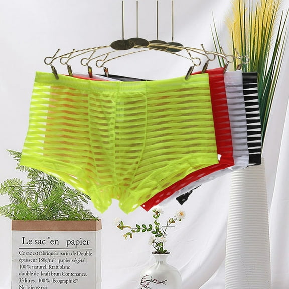 ruhuadgb Men Underpants Sweat Absorbing Sweat-wicking Transparent Men Clothing Nylon Men's Underwear Boxers Daily Wear