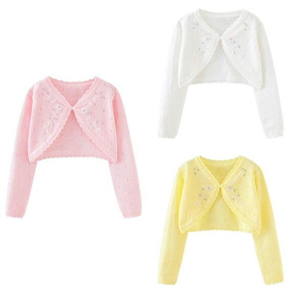 Antinious Toddler Girls Sweaters Casual Solid Long Sleeve Hollow Breathable Button Knit Jacket,Kids Sweater Coat,Winter Coat for Boys Girls,Pink,100