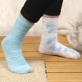thumbnail image 4 of BambooMN Women's Girl Fuzzy Warm Fluffy Tie-Dye Colorful Fun Crew Socks - Cerulean - Extra Large - 4 Pairs, 4 of 6
