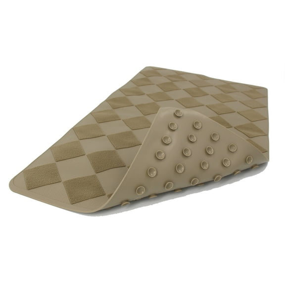 SafeLand Patented Non-slip Bath, Shower and Tub Mat, 28x16 Inch, TPR Material, Eco-Friendly, Non-PVC, Machine Washable, Extra-Soft, with Powerful Gripping Suction Cups, Diamond– Tan