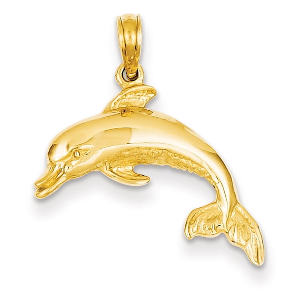 14k Dolphin Swimming Pendant C3455 by Core Gold