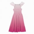 thumbnail image 6 of HCNTES Girls Casual Dresses Sweet Pink and White Ombre Smocked Ruffle Sleeve Dress for Summer, 6 of 6