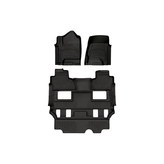 WeatherTech FloorLiner HP Custom Fit Floor Mats compatible with 2015-2020 Cadillac Escalade - Complete Set (1st Row, Two Piece - 2nd & 3rd Row), Black