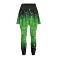 thumbnail image 4 of SCRAWLGOD Women's Golf Tennis Leggings with Skirt Moisture-Wicking Comfortable Running Clothes Machine Washable Stretchy Athletic Pickleball Tights, Four Leaf Clover Small Glitter Black Green, S, 4 of 7
