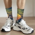 thumbnail image 6 of Gukieu Palm Trees Print Contrast Color Mid-calf Socks, Sweat-wicking Athletic Socks, Unisex Clothing Accessories, 6 of 6