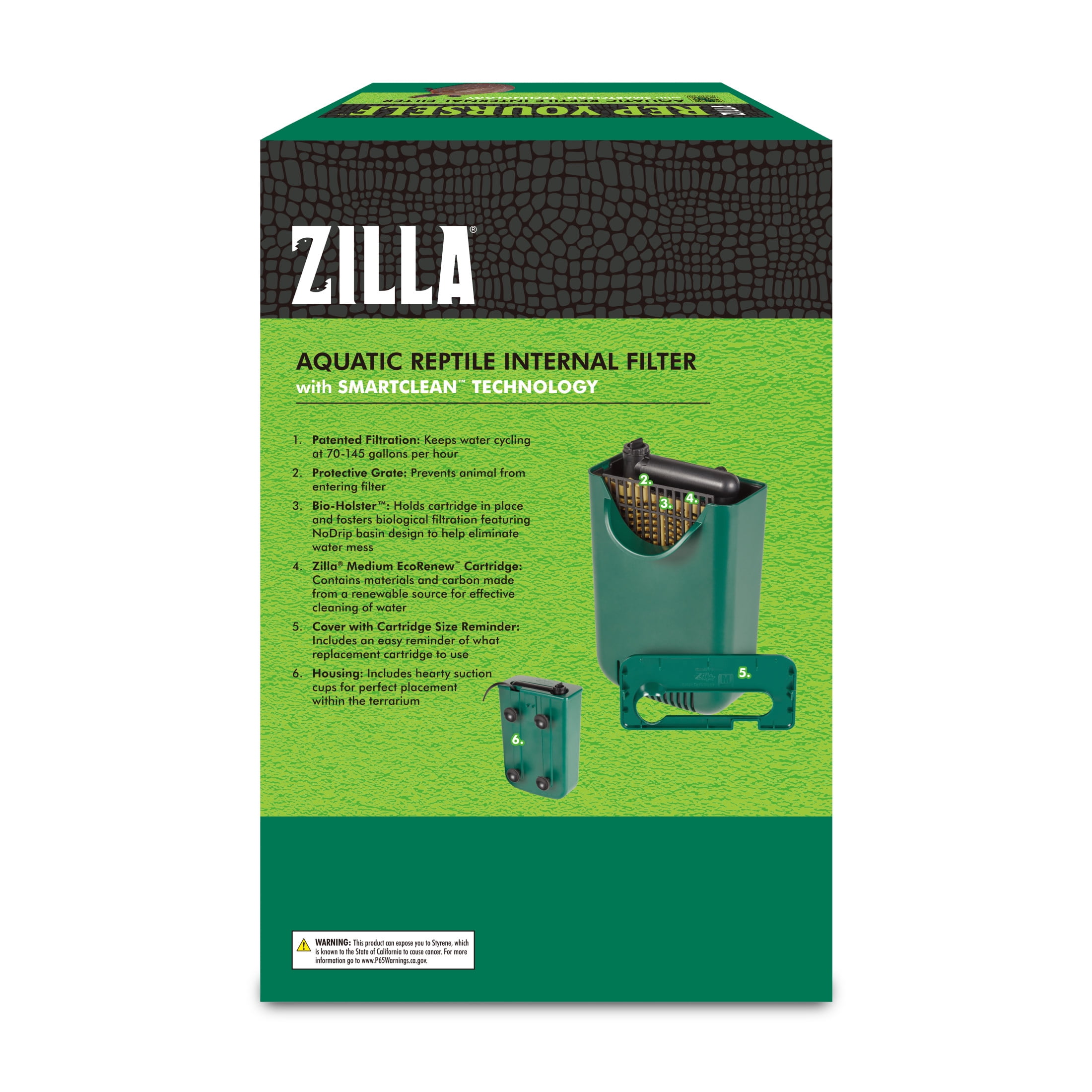 Zilla Aquatic Reptile Internal Filter with SmartClean™ Technology