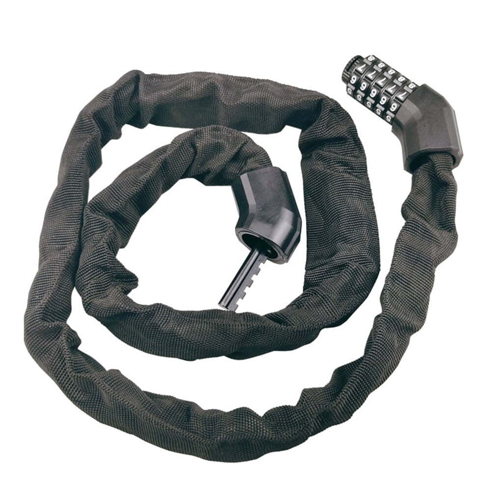 Fabric-Covered Anti-Scratch Combination Chain Lock | High-Strength Anti-Cut Chain Lock | Keyless Chain Lock for Mountain Bikes and E-Bikes