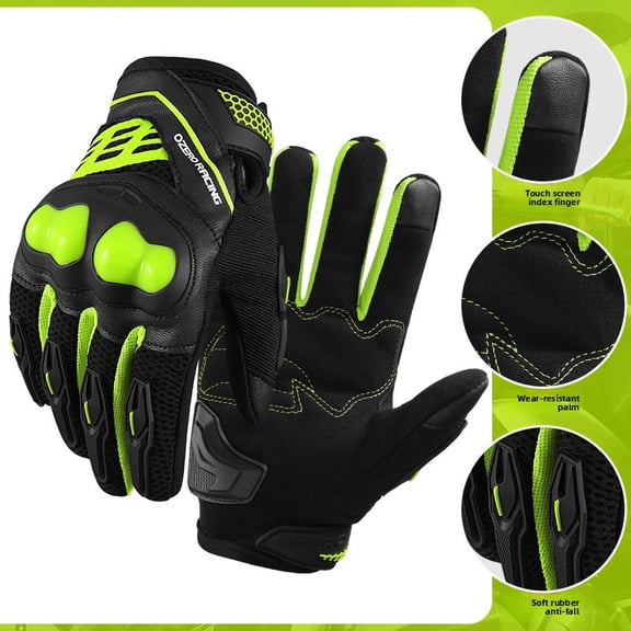 Motorcycle Riding Gloves, Classic Retro Full Finger Gloves - Touchscreen Compatible, Breathable, Anti-Slip & Shock Absorbing for Harley, Cruiser and Street Bikes