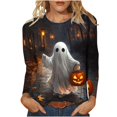 thumbnail image 2 of thefmos Women's Round Neck Halloween Print Top Long Sleeve Solid Color Casual Pullover Fashion Fall Winter Outfit, Multicolor S, 2 of 6