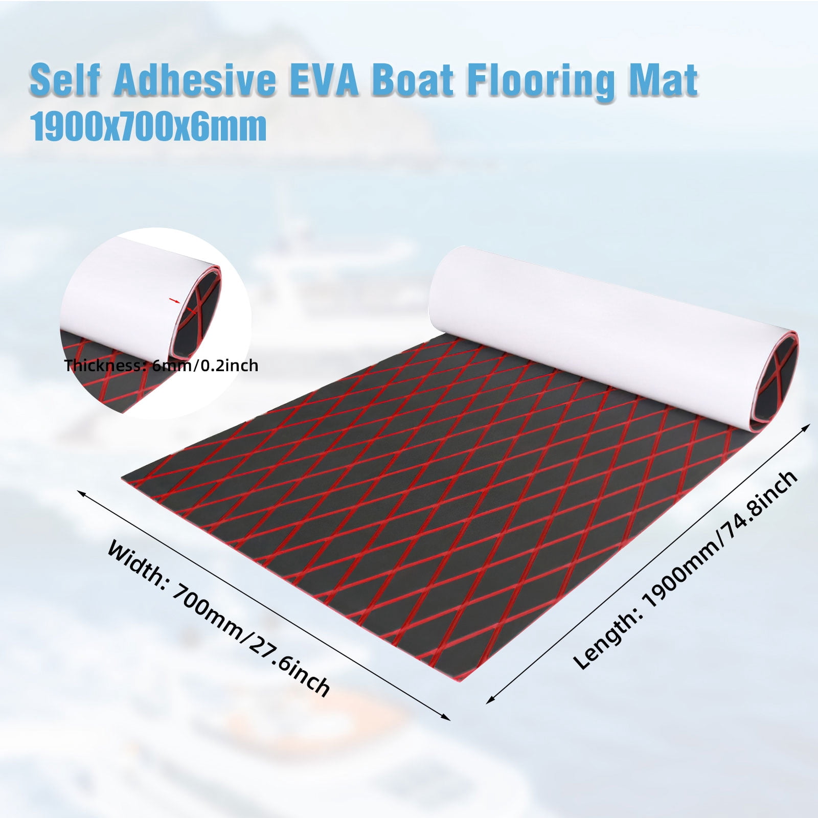 Boat Flooring EVA Foam Boat Decking Marine Mat Non-Slip Self-Adhesive Flooring Sheet for Motorboat Kayak Surfboard Garden Swimming Pools, 74.8" x 27.6"