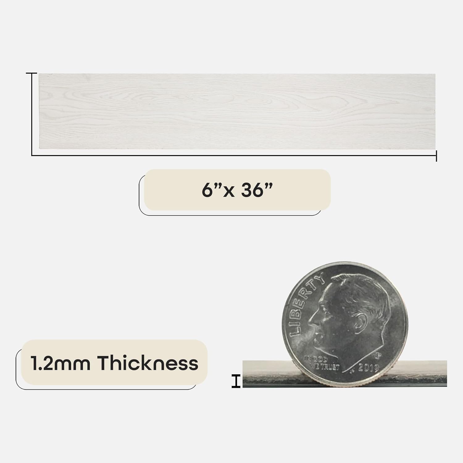 Sterling Vinyl Plank Flooring 1.2mm, 10 Planks - 6" x 36", White Oak - No Adhesive Needed, Embossed DIY Flooring - Natural Wood Grain Feel for Kitchen, Dining Room, & Bedrooms by Home Décor