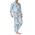thumbnail image 2 of Hirioo Skiing penguin Bear for Men's Pajama Sets 2 Piece Pjs Men's Long-Sleeved Pajama Set Button Down Sleepwear,S-XXL-X-Large, 2 of 7