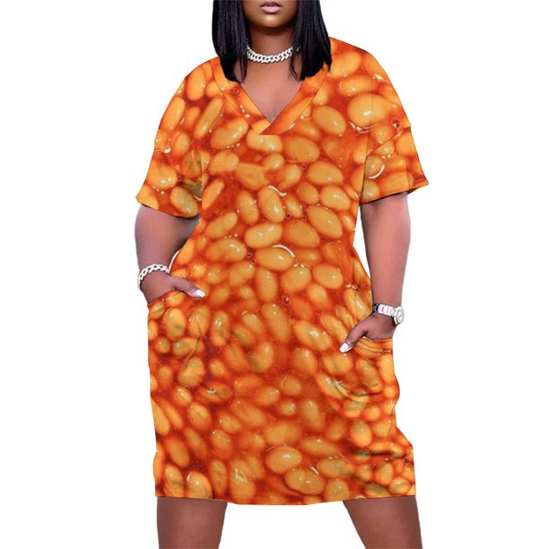 Beans In Things Pattern Loose Pocket Dress luxury woman party dress women long dresses