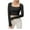 Black, variant on Timegard Womens Yoga Tops Cropped Square Neck Long Sleeve Slim Stretch Sports Workout Running Tops