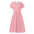 thumbnail image 5 of Mlqidk Tshirt Dress Women Boho V Neck Maxi Dresses Casual Plus Size Short Sleeve Sundresses Wedding Guest Beach Vacation Clothes Pink S, 5 of 6